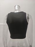 Stretch Basic Casual O-neck Sleeveless Tank Crop Tops HX-1164