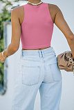 Stretch Basic Casual O-neck Sleeveless Tank Crop Tops HX-1164