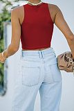 Stretch Basic Casual O-neck Sleeveless Tank Crop Tops HX-1164