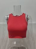Stretch Basic Casual O-neck Sleeveless Tank Crop Tops HX-1164