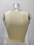 Stretch Basic Casual O-neck Sleeveless Tank Crop Tops HX-1164