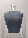 Stretch Basic Casual O-neck Sleeveless Tank Crop Tops HX-1164