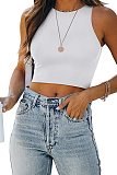 Stretch Basic Casual O-neck Sleeveless Tank Crop Tops HX-1164