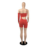 Single Shoulder Hollow Out Bodycon Nightclub Rompers YB-60178