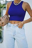 Stretch Basic Casual O-neck Sleeveless Tank Crop Tops HX-1164