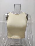 Stretch Basic Casual O-neck Sleeveless Tank Crop Tops HX-1164