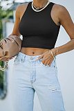 Stretch Basic Casual O-neck Sleeveless Tank Crop Tops HX-1164