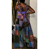 Retro Print Loose Sleeveless Boho Overall Jumpsuits ZAND-31225