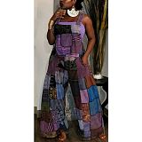 Retro Print Loose Sleeveless Boho Overall Jumpsuits ZAND-31225