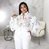 High Quality Lace Lantern Sleeve Loose Blouse Shirts YF-10200