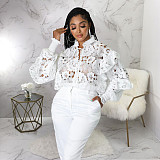High Quality Lace Lantern Sleeve Loose Blouse Shirts YF-10200