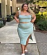 Ribbed Crop Tank Tops Skirts Set Plus Size 2 Pieces PINH-13280