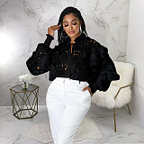 High Quality Lace Lantern Sleeve Loose Blouse Shirts YF-10200