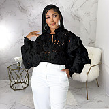 High Quality Lace Lantern Sleeve Loose Blouse Shirts YF-10200