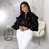 High Quality Lace Lantern Sleeve Loose Blouse Shirts YF-10200