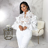 High Quality Lace Lantern Sleeve Loose Blouse Shirts YF-10200
