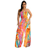 Chiffon Strapless Backless Loose Wide Leg Jumpsuits JLY-19308