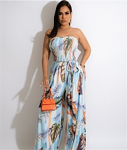 Chiffon Strapless Backless Loose Wide Leg Jumpsuits JLY-19308