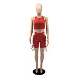 Active Tank Crop Tops Bandage Bikers Shorts Outfits YB-60156