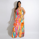 Chiffon Strapless Backless Loose Wide Leg Jumpsuits JLY-19308