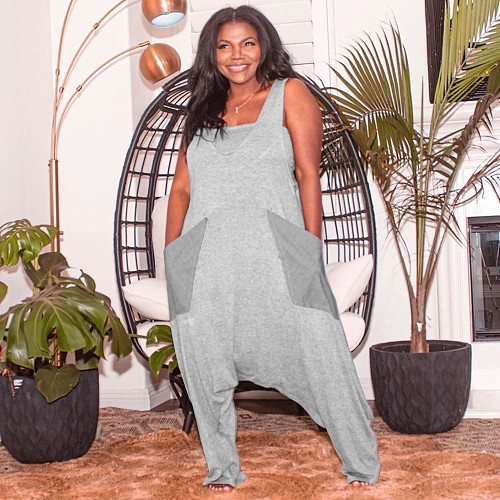 Strapless Tube Crop Top Loose Harem Jumpsuits Set JLY-19419