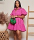 Short Sleeve Single-breasted Pleats Casual Shirt Dress NY-7274