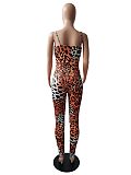 Leopard Bodysuit Top Pants Leggings 2 Piece Outfits YIM-003