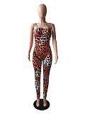 Leopard Bodysuit Top Pants Leggings 2 Piece Outfits YIM-003