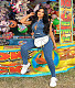 Turn Down Collar Sleeveless Bodycon Denim Jumpsuit LX-3530