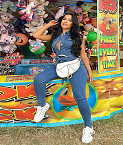 Turn Down Collar Sleeveless Bodycon Denim Jumpsuit LX-3530 Turn Down Collar Sleeveless Bodycon Denim Jumpsuit LX-3530