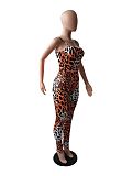 Leopard Bodysuit Top Pants Leggings 2 Piece Outfits YIM-003