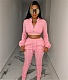 Zipper Cropped Jacket Tops+Jogger Pants 2 Piece Set LSD-83110