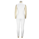 Front Zipper V Neck Sleeveless Bodycon Jumpsuit JLY-19423