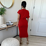 Elegant Short Sleeve Ruched Body Shaping Dresses YF-10150
