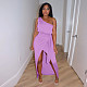 Skew Collar One Shoulder Irregular Lace Up Dresses YF-10138