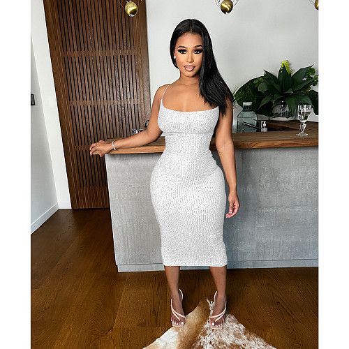 Backless Spaghetti Strap Sequins Bodycon Evening Dresses IV-8283