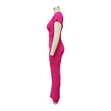 Elegant Short Sleeve Ruched Body Shaping Dresses YF-10150