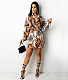 Long Sleeve Print Single-breasted Shirt Dresses OLD-8637