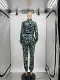 Leopard Print Long Sleeve Shirt 2 Piece Pants Set ANDI-1398