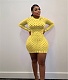 Long Sleeve O Neck Hollow Out Mesh Dresses FOS-8312