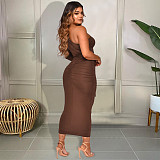 One Shoulder Long Sleeve Ruched Bodycon Dresses YF-10055