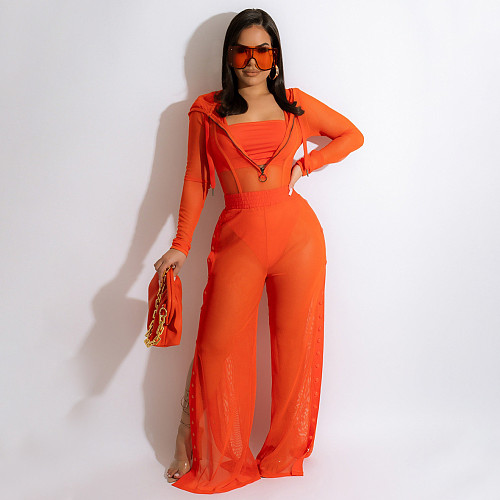 Mesh See Through 3 Piece Club Outfits YF-10070