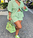 Striped Loose Long Sleeve Shirt and Shorts Suit MK-3114