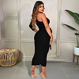 One Shoulder Long Sleeve Ruched Bodycon Dresses YF-10055