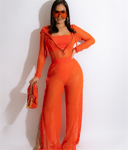 Mesh See Through 3 Piece Club Outfits YF-10070