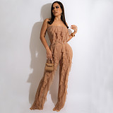 Mesh See Though Ruffle Strapless Crop Tops Pants Set YF-10069