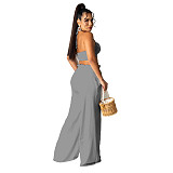 Lace Up Halter Bra Crop Top+Wide Leg Pant Suits HANI-036