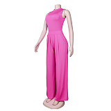 Solid Sleeveless Tank Tops Wide Leg Pants 2PCS Set FSX-328