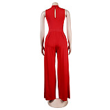 Solid Sleeveless Tank Tops Wide Leg Pants 2PCS Set FSX-328