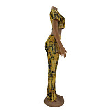Short Sleeve Crop Top+Bell-bottoms 2 Piece Pants Set HANI-022